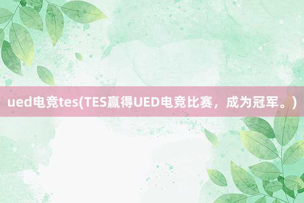 ued电竞tes(TES赢得UED电竞比赛，成为冠军。)