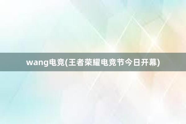 wang电竞(王者荣耀电竞节今日开幕)