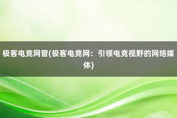 极客电竞网管(极客电竞网：引领电竞视野的网络媒体)