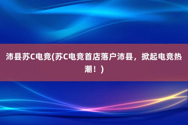 沛县苏C电竞(苏C电竞首店落户沛县，掀起电竞热潮！)