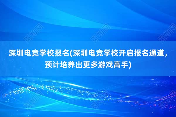 深圳电竞学校报名(深圳电竞学校开启报名通道，预计培养出更多游戏高手)