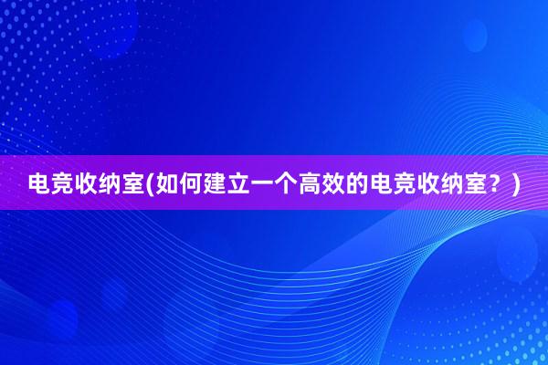 电竞收纳室(如何建立一个高效的电竞收纳室？)