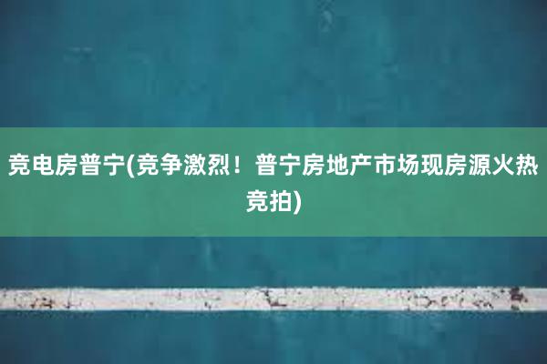 竞电房普宁(竞争激烈！普宁房地产市场现房源火热竞拍)