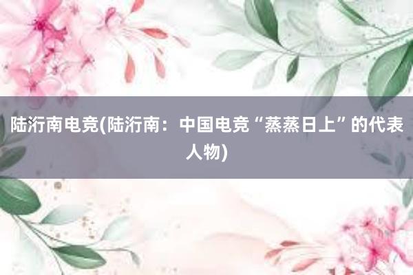 陆洐南电竞(陆洐南：中国电竞“蒸蒸日上”的代表人物)