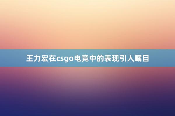 王力宏在csgo电竞中的表现引人瞩目