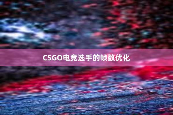 CSGO电竞选手的帧数优化