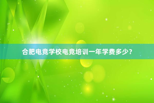 合肥电竞学校电竞培训一年学费多少？