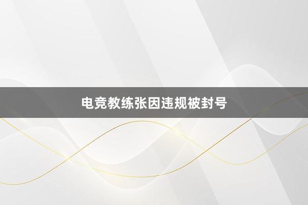 电竞教练张因违规被封号