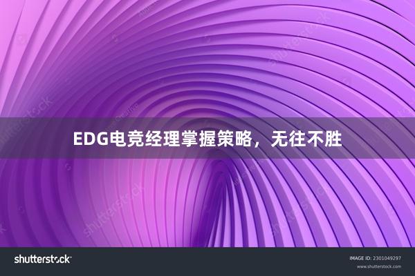 EDG电竞经理掌握策略，无往不胜