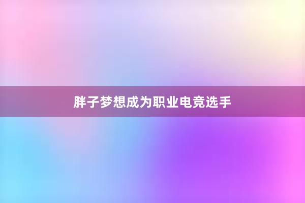 胖子梦想成为职业电竞选手