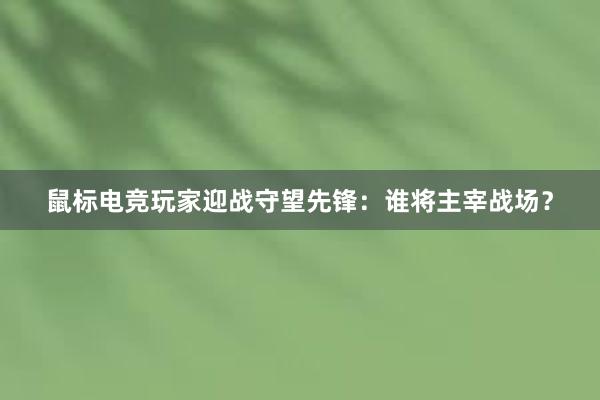 鼠标电竞玩家迎战守望先锋：谁将主宰战场？